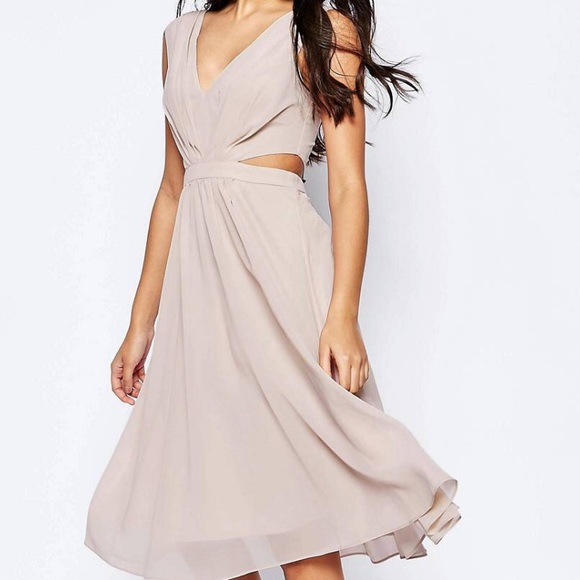 asos side cut out dress ASOS DESIGN high neck cut out side maxi dress in black